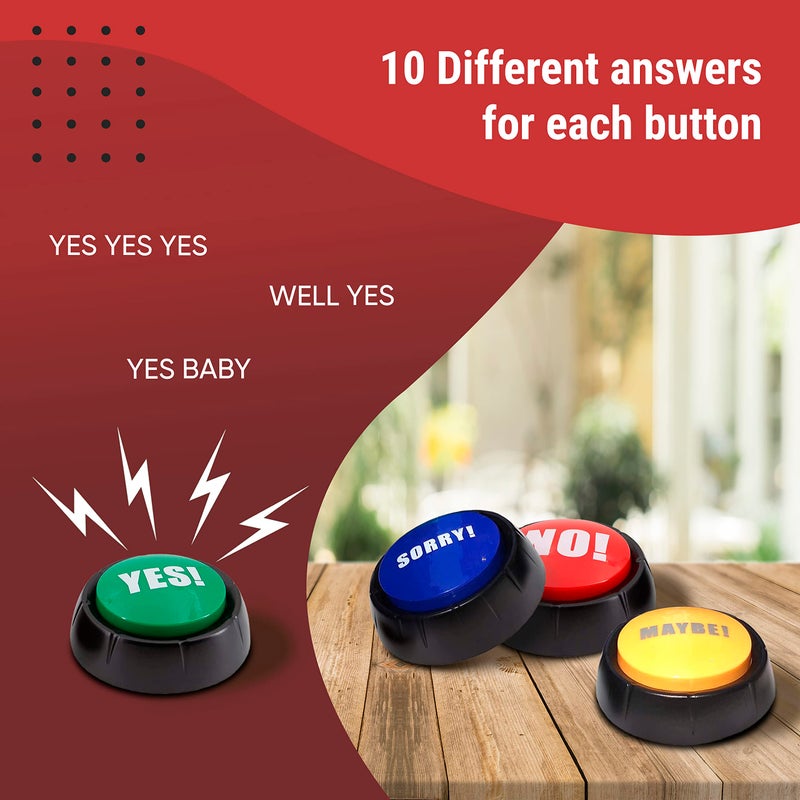Granatan Yes No Button & Maybe Sorry Button, Answer Buzzers Set of 4 Buzzers for Game Show, Sound Button, Gag Gifts - Image 3